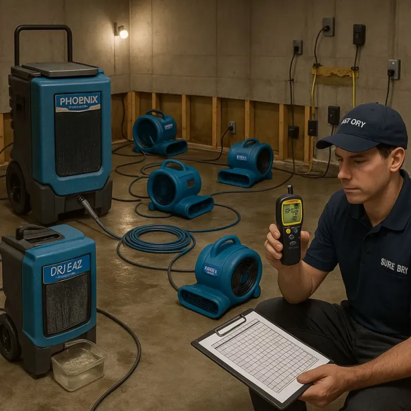 Structural Drying and Dehumidification process in Guadalupe, AZ